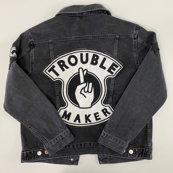 Topshop Troublemaker Denim Jaket Oversized - Picture 2 of 7